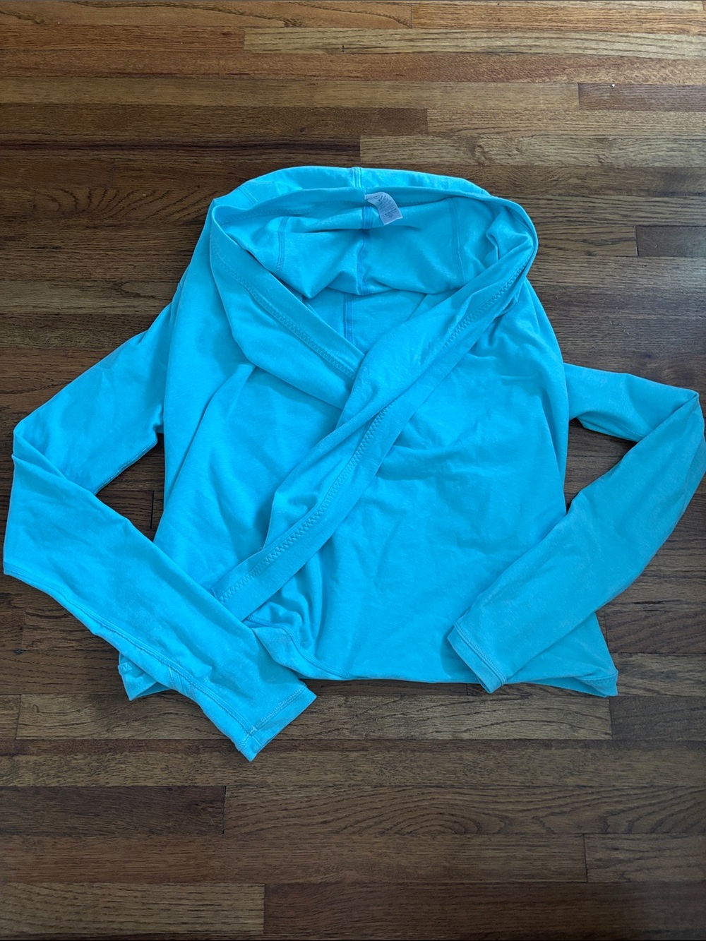 Ivivva light blue girls sweater long sleeve wrap-style front